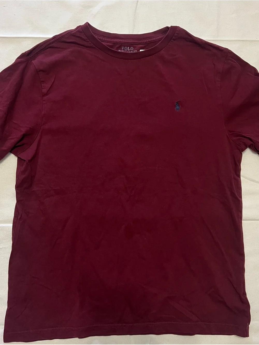 Polo by Ralph Lauren boys’ Crew Neck T-Shirt Navy & Burgundy L (14-16) like new